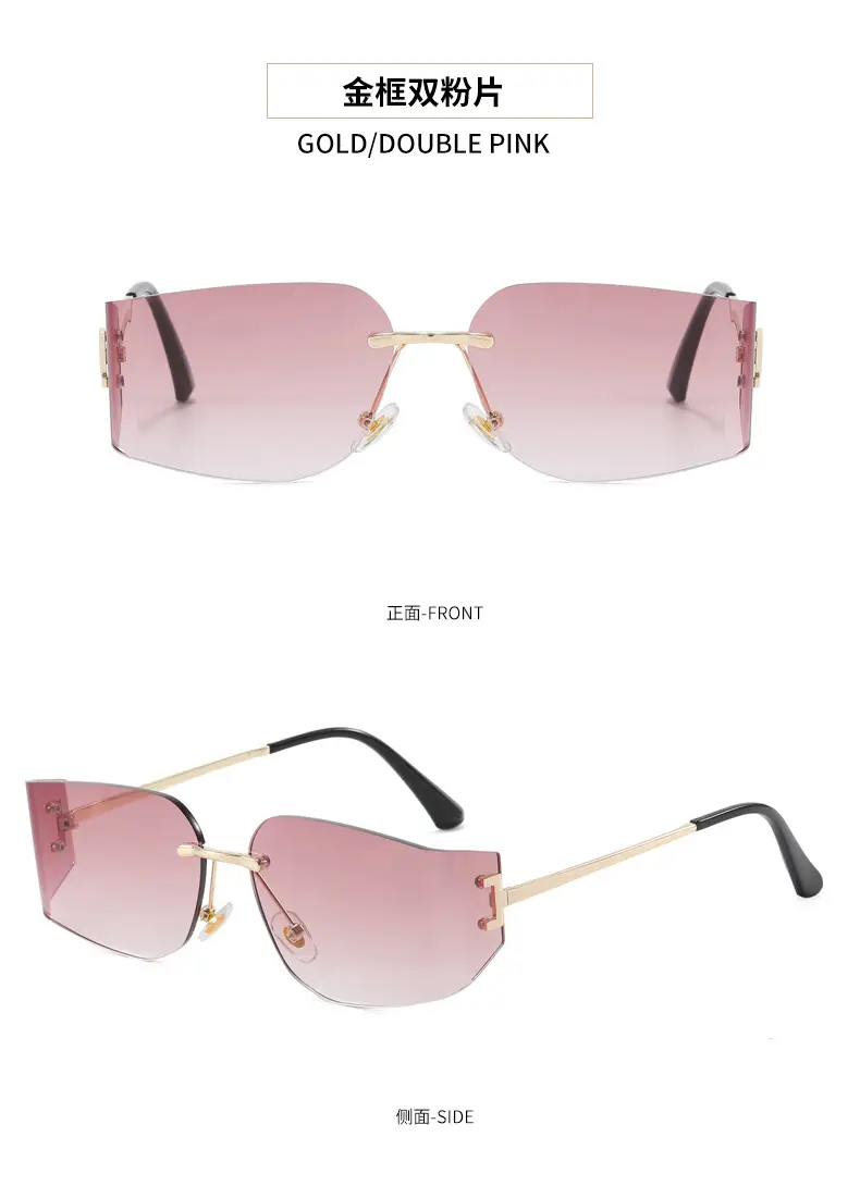 Women Pink Gradient Cut Edge Sunglasses — feature 14