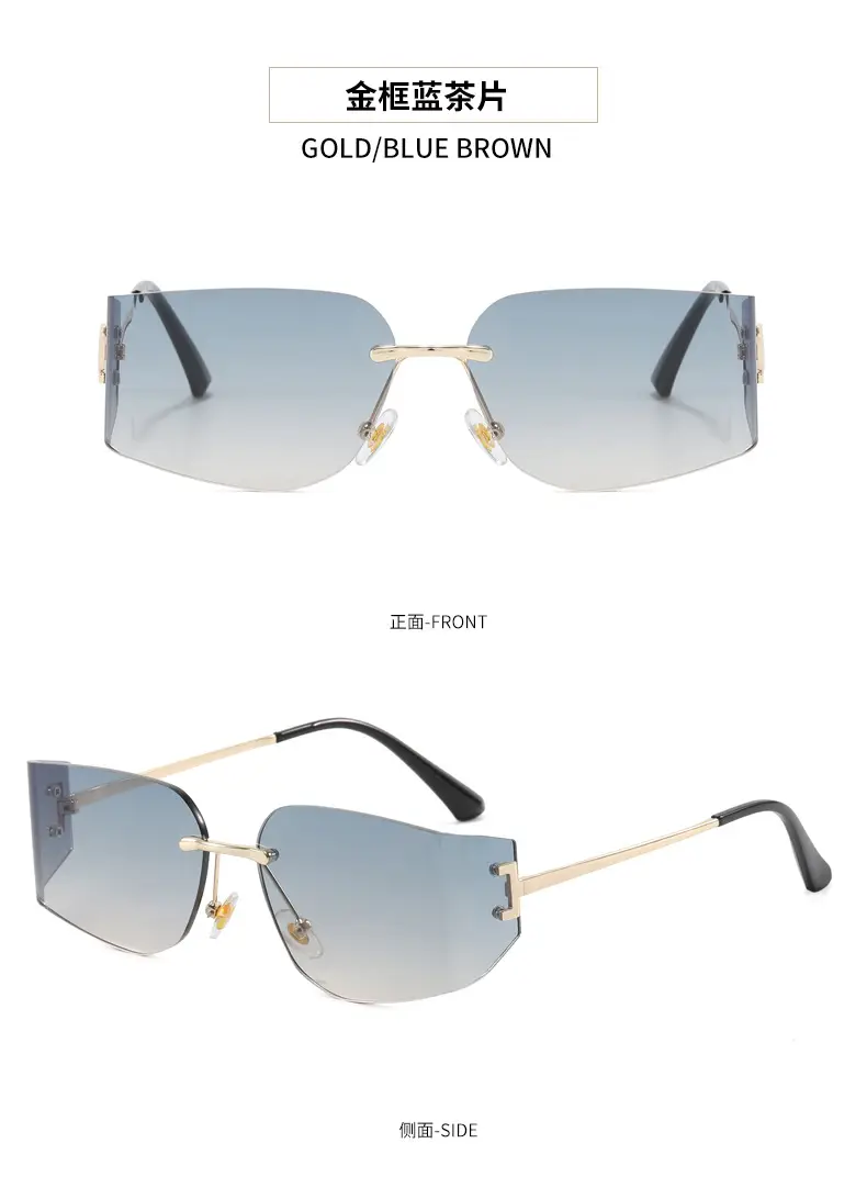 Women Pink Gradient Cut Edge Sunglasses — feature 15