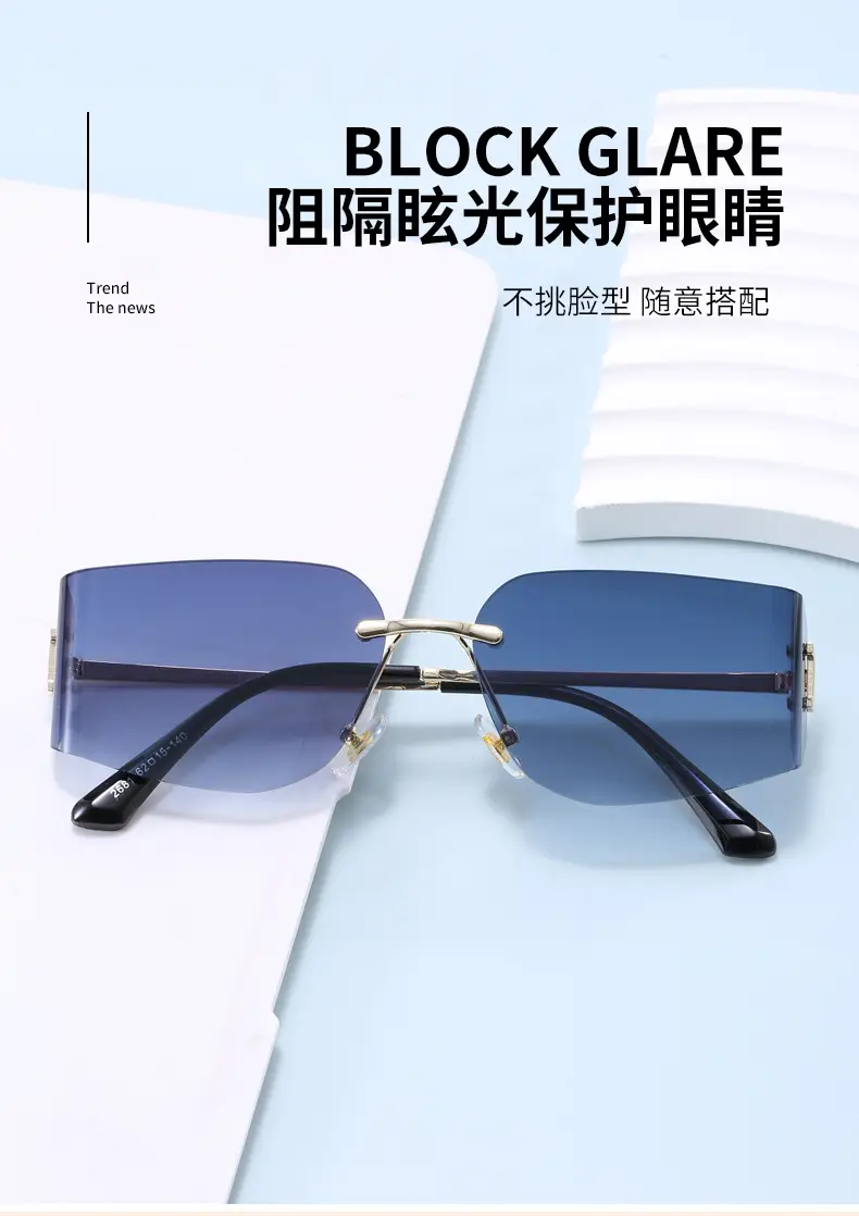 Women Pink Gradient Cut Edge Sunglasses — feature 5