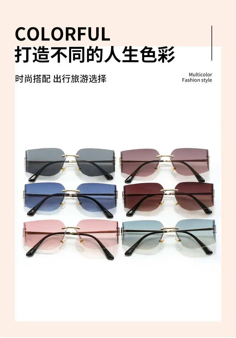 Women Pink Gradient Cut Edge Sunglasses — feature 6