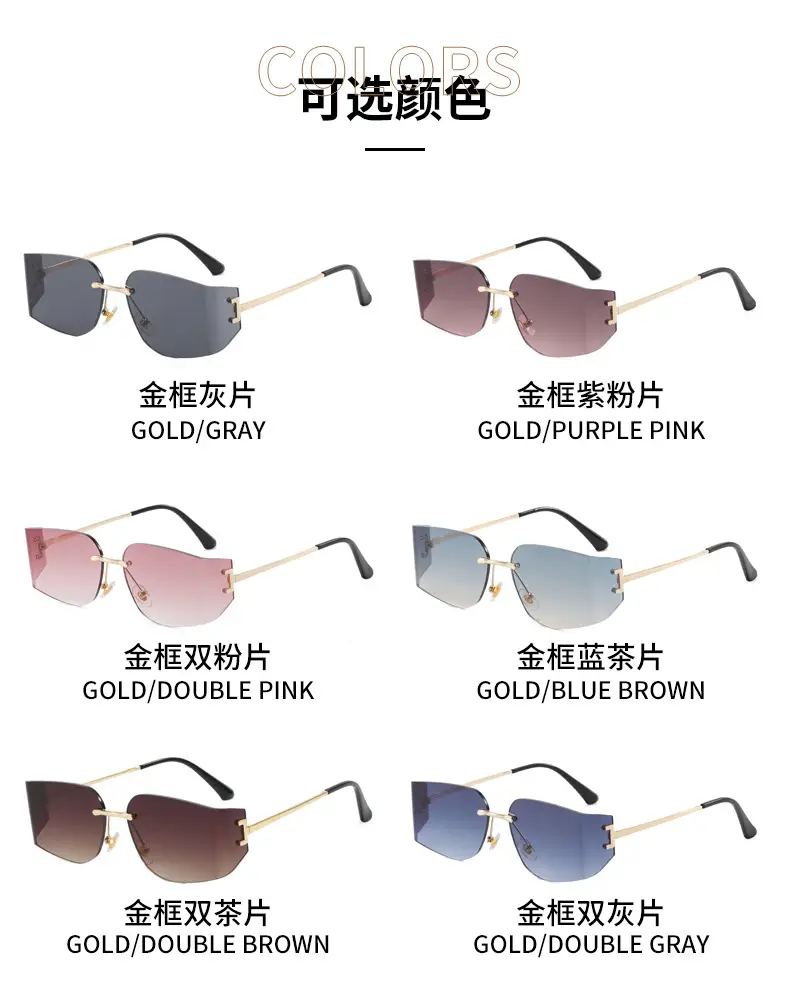Women Pink Gradient Cut Edge Sunglasses — feature 9