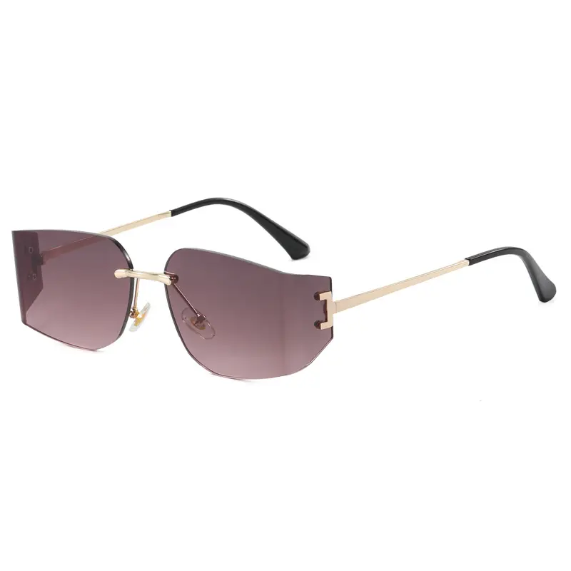Women Pink Gradient Cut Edge Sunglasses - Image 2