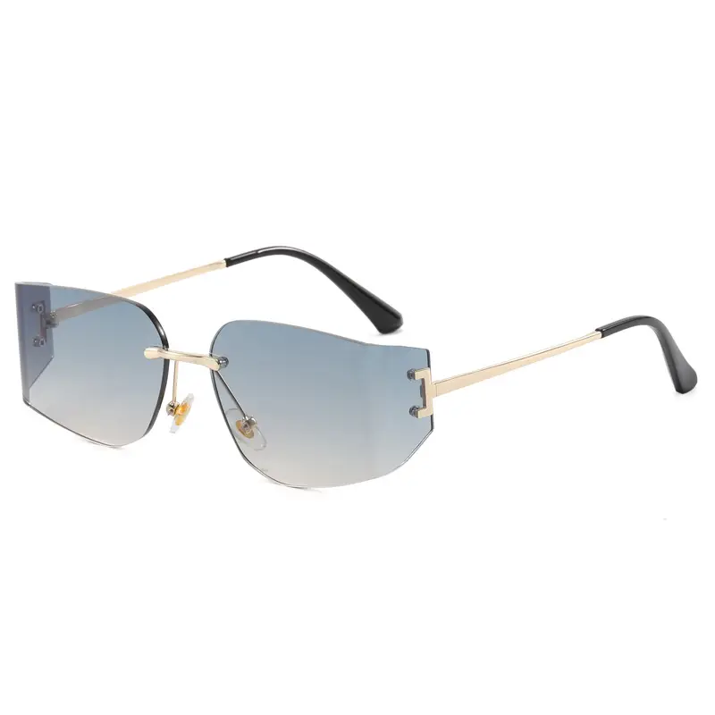 Women Pink Gradient Cut Edge Sunglasses - Image 4