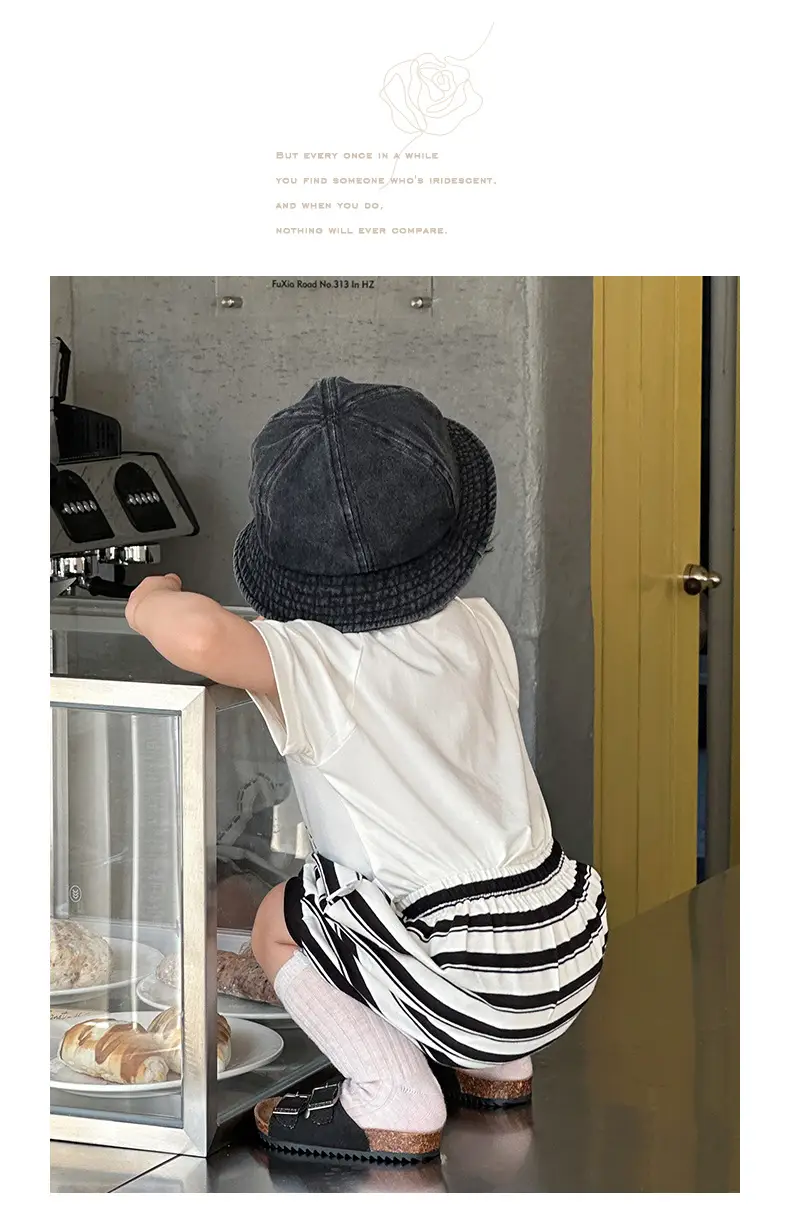 Korean-style Boys Summer T-Shirt Shorts Set Brown White — feature 15