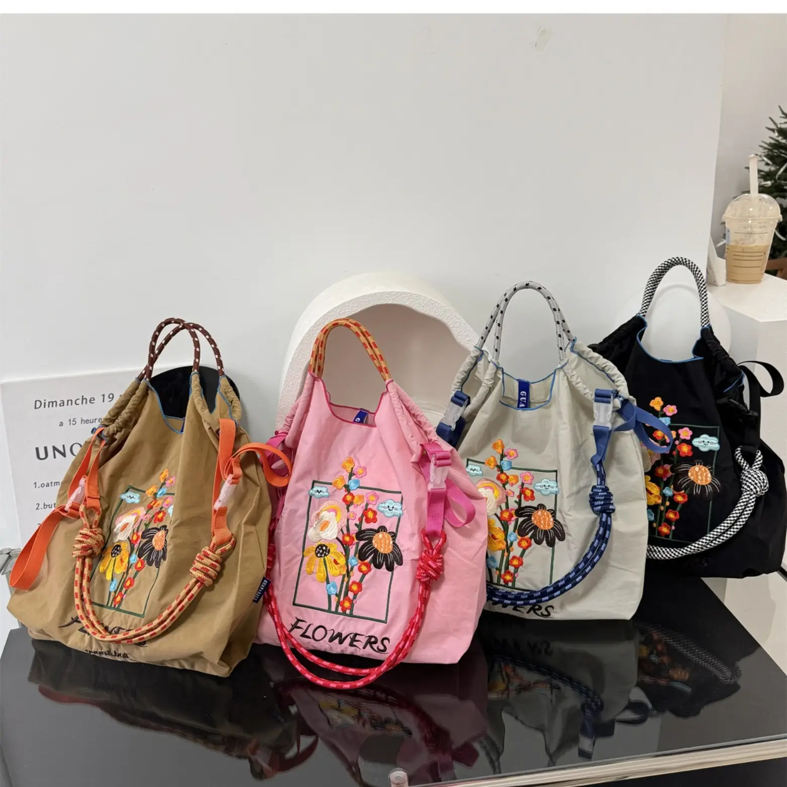 Flower Embroidered Large Capacity Shoulder Bag Women's - Image 25