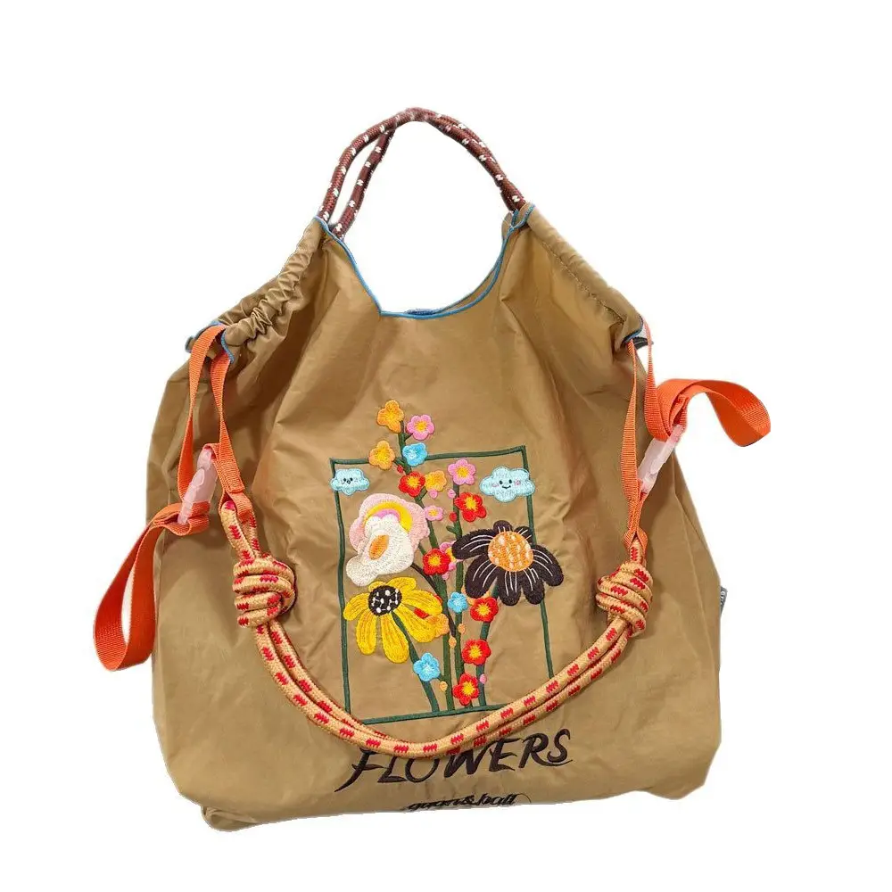 Flower Embroidered Large Capacity Shoulder Bag Women's - Image 26