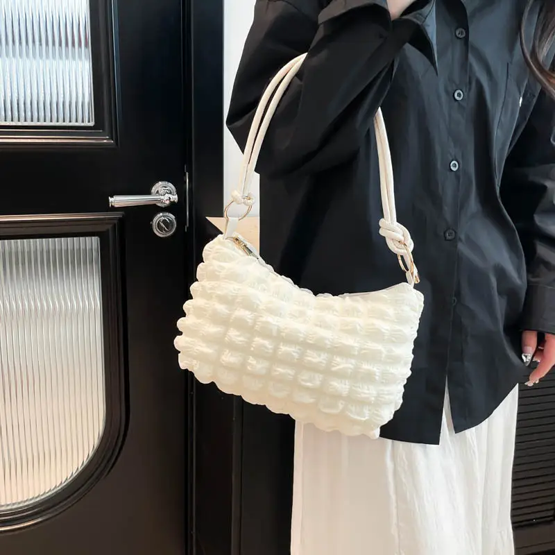 White Pearl Puff Shoulder Bag for Women - Image 5
