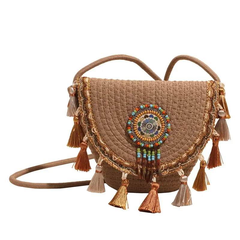 Cross-Border Straw Woven Shoulder Bag with Tassels - Image 6
