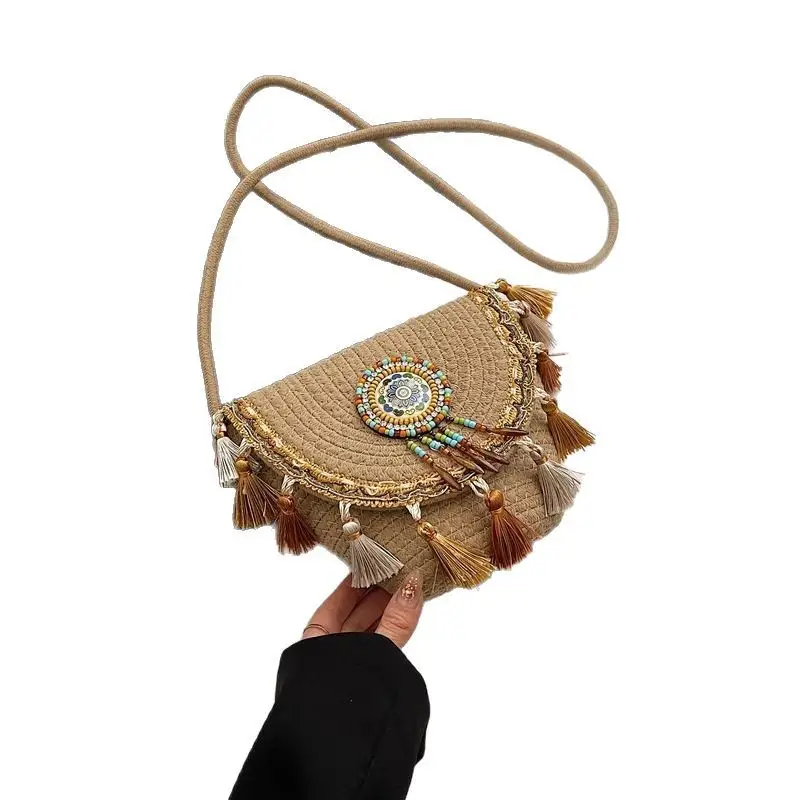 Cross-Border Straw Woven Shoulder Bag with Tassels - Image 7