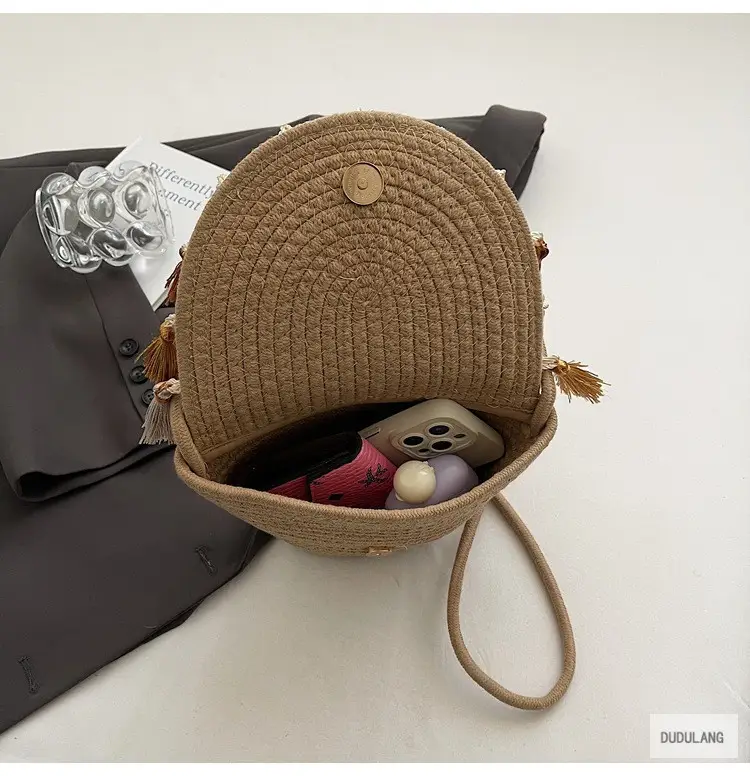 Cross-Border Straw Woven Shoulder Bag with Tassels — feature 40