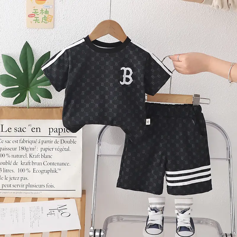 Boys Black Printed Pull-Up Summer Suit 2025 - Image 3