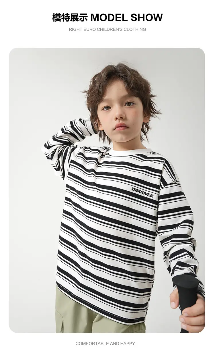 Boys Striped Long Sleeve T-Shirt Spring Autumn Kids — feature 12