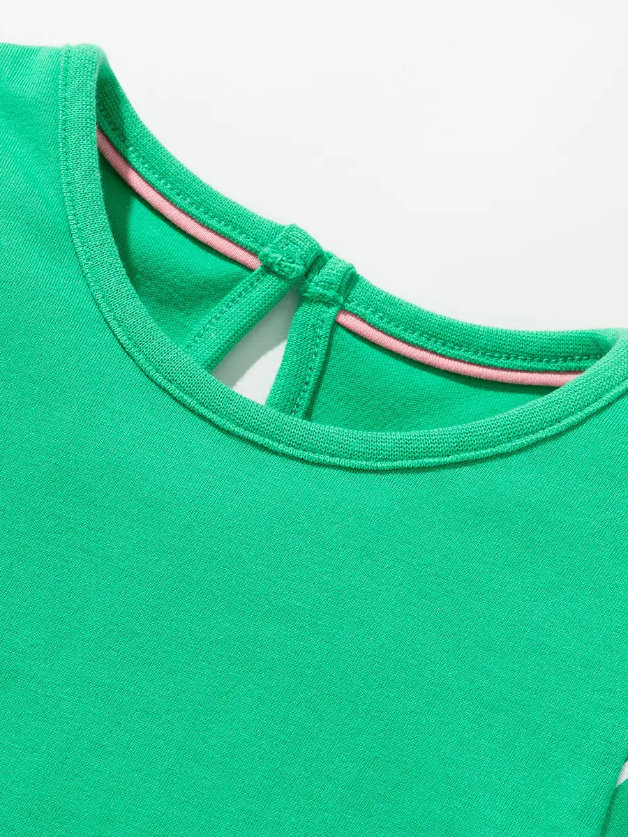 Girls Green Floral Short Sleeve Summer Dress - Image 3