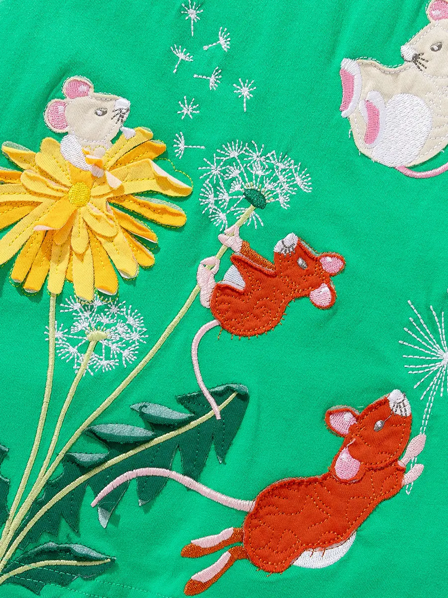 Girls Green Floral Short Sleeve Summer Dress - Image 4