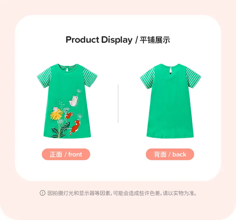 Girls Green Floral Short Sleeve Summer Dress — feature 14