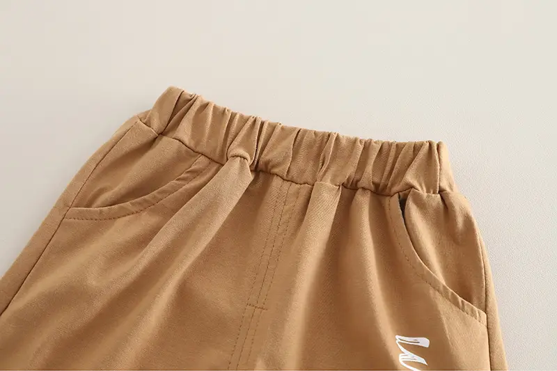Children's Cartoon Print Cotton Shorts Set Brown — feature 11