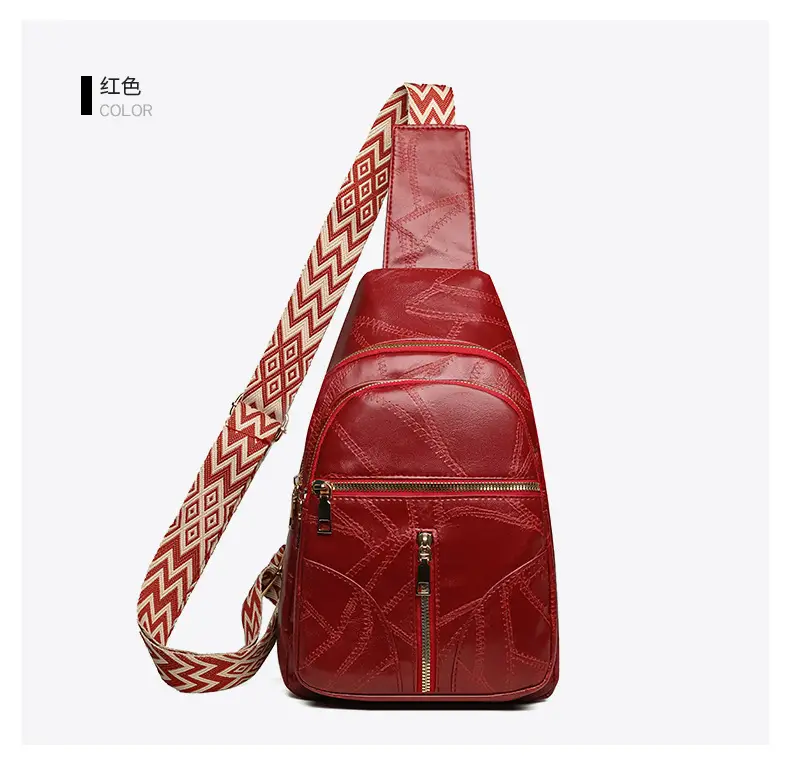 Black Quilted Women's Chest Bag with Geometric Strap — feature 25