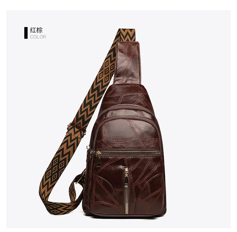 Black Quilted Women's Chest Bag with Geometric Strap — feature 27