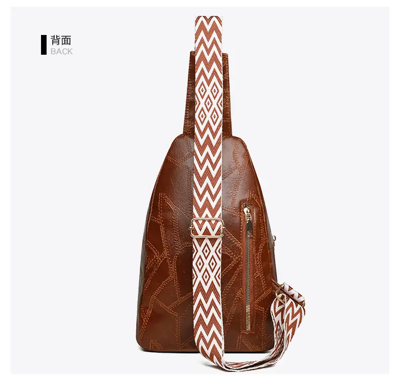 Black Quilted Women's Chest Bag with Geometric Strap — feature 31