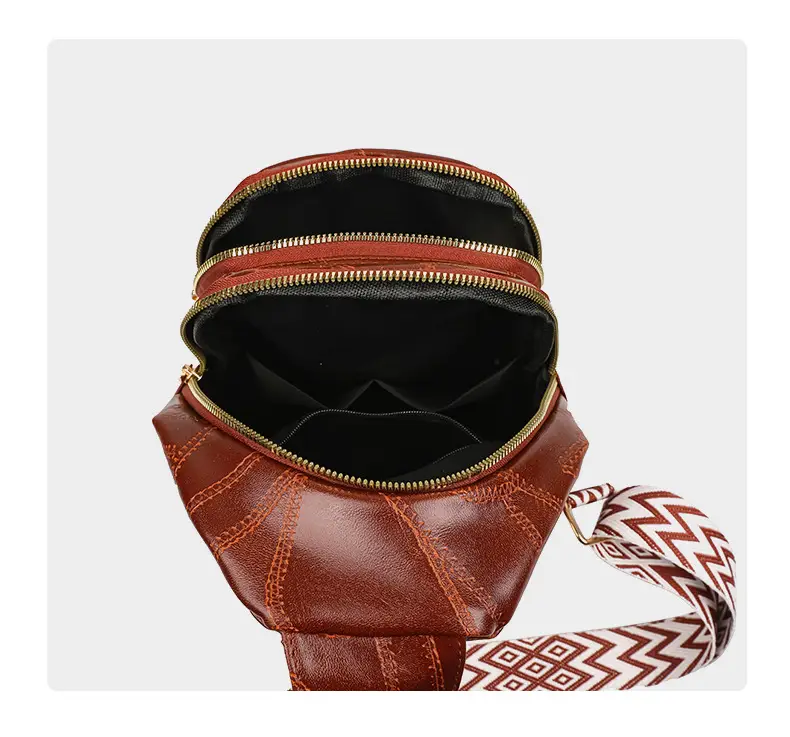 Black Quilted Women's Chest Bag with Geometric Strap — feature 8
