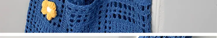 Blue Hollow Knitted Shoulder Bag for Women — feature 19