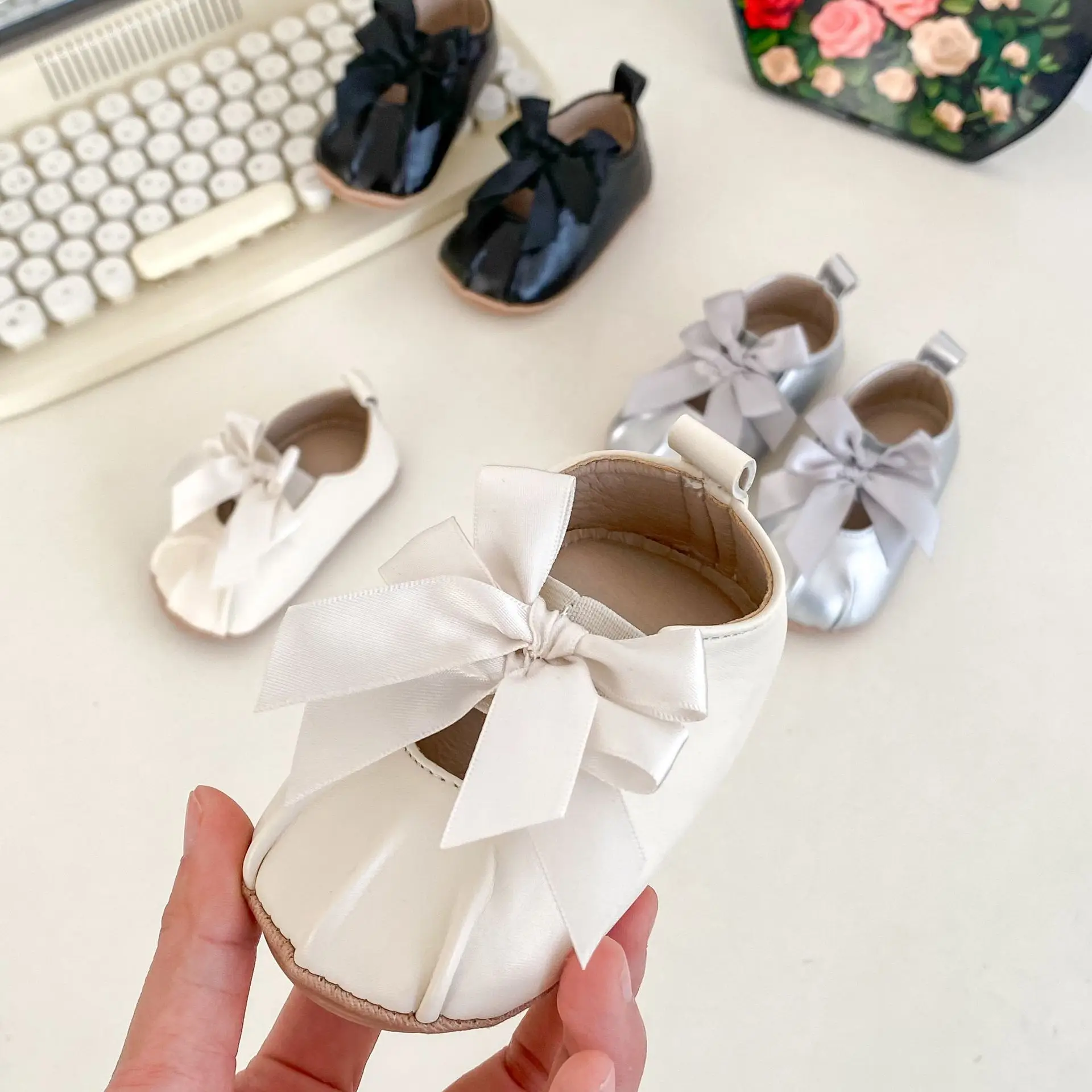 Silver Bow Baby Shoes for Toddler Girls — feature 15