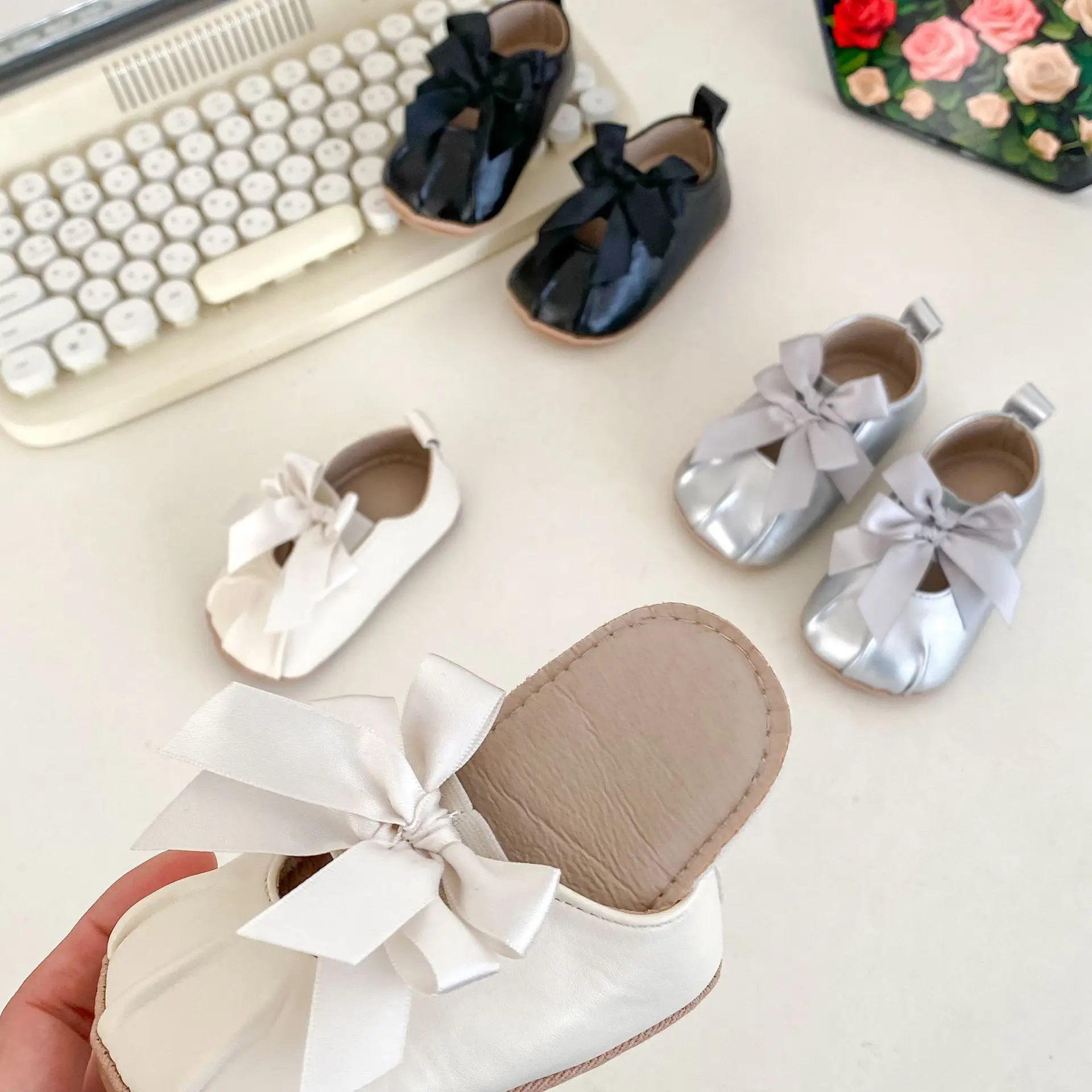 Silver Bow Baby Shoes for Toddler Girls — feature 16