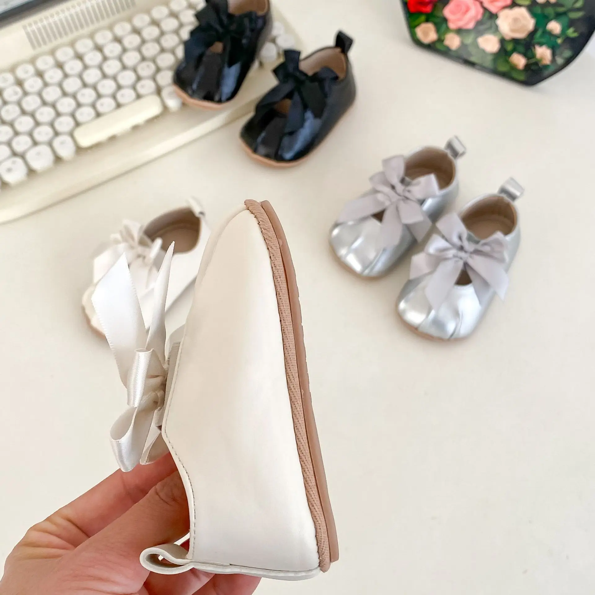 Silver Bow Baby Shoes for Toddler Girls — feature 17