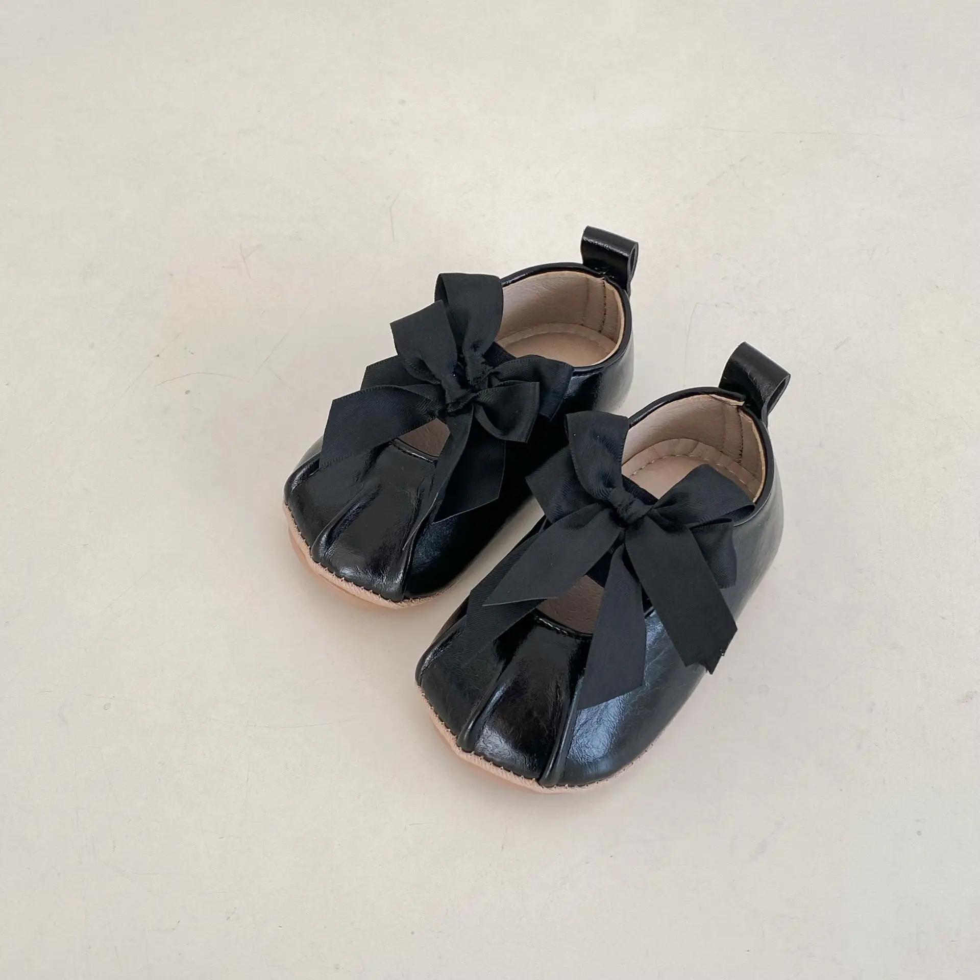 Silver Bow Baby Shoes for Toddler Girls