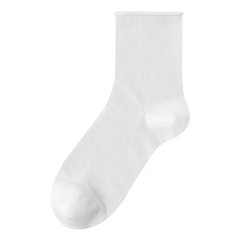 Mulberry Silk Ultra-thin Breathable Women's Stacking Socks Roll-up Super Loosen Moon Socks Summer Modal White Mid-tube Socks - Image 2