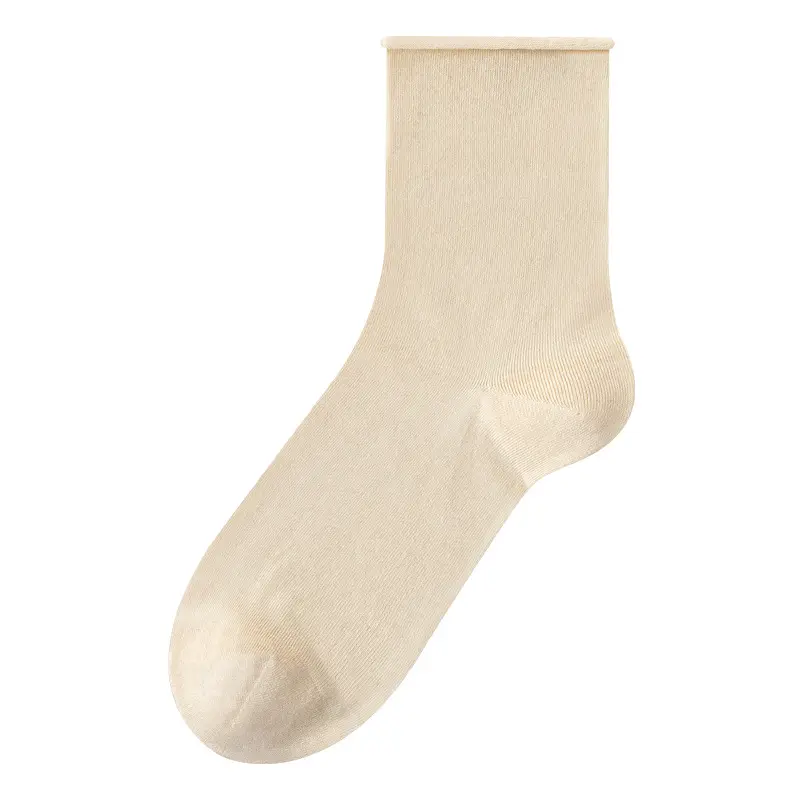 Mulberry Silk Ultra-thin Breathable Women's Stacking Socks Roll-up Super Loosen Moon Socks Summer Modal White Mid-tube Socks - Image 3