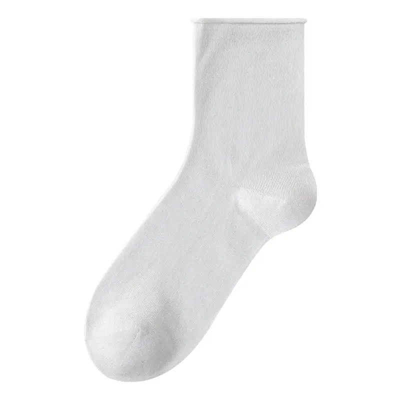 Mulberry Silk Ultra-thin Breathable Women's Stacking Socks Roll-up Super Loosen Moon Socks Summer Modal White Mid-tube Socks - Image 4