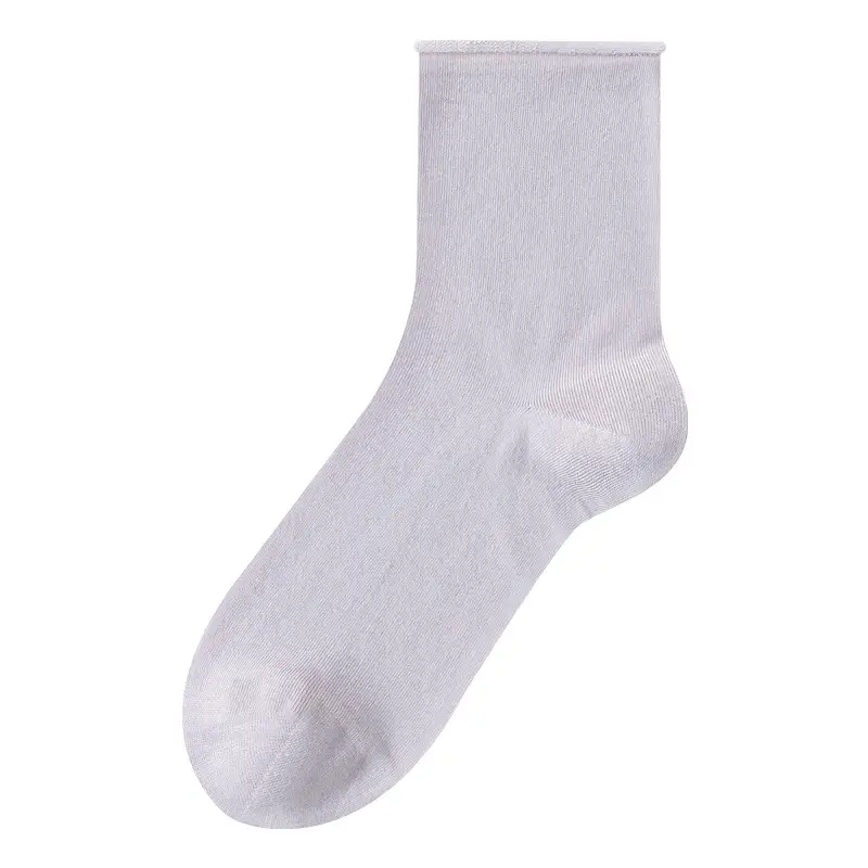 Mulberry Silk Ultra-thin Breathable Women's Stacking Socks Roll-up Super Loosen Moon Socks Summer Modal White Mid-tube Socks - Image 5