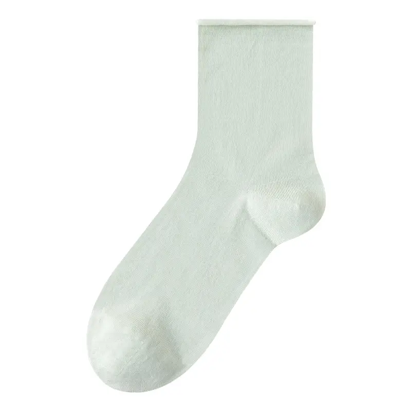 Mulberry Silk Ultra-thin Breathable Women's Stacking Socks Roll-up Super Loosen Moon Socks Summer Modal White Mid-tube Socks - Image 6