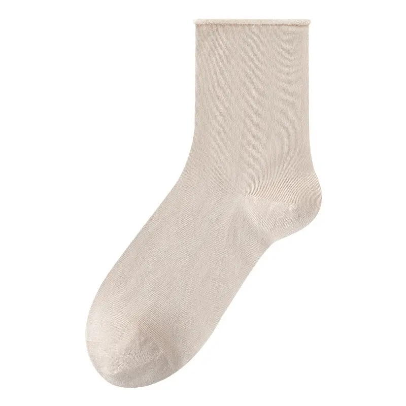 Mulberry Silk Ultra-thin Breathable Women's Stacking Socks Roll-up Super Loosen Moon Socks Summer Modal White Mid-tube Socks - Image 7