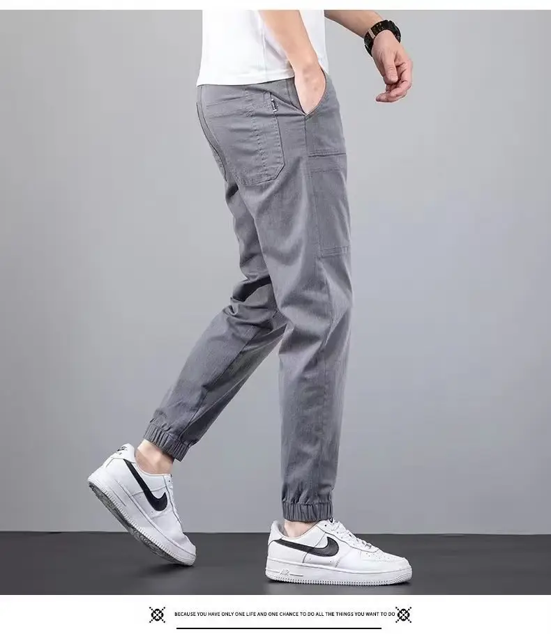 Men Dark Blue Elastic Waist Straight Leg Pants 2025 — feature 16