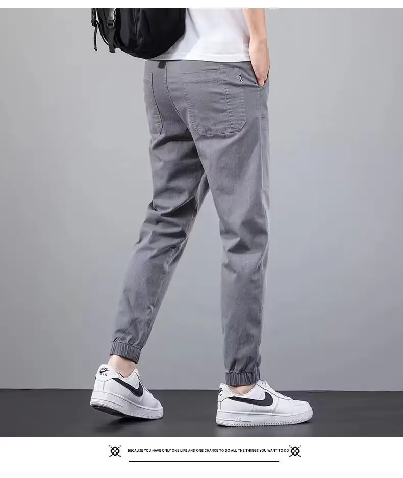 Men Dark Blue Elastic Waist Straight Leg Pants 2025 — feature 18