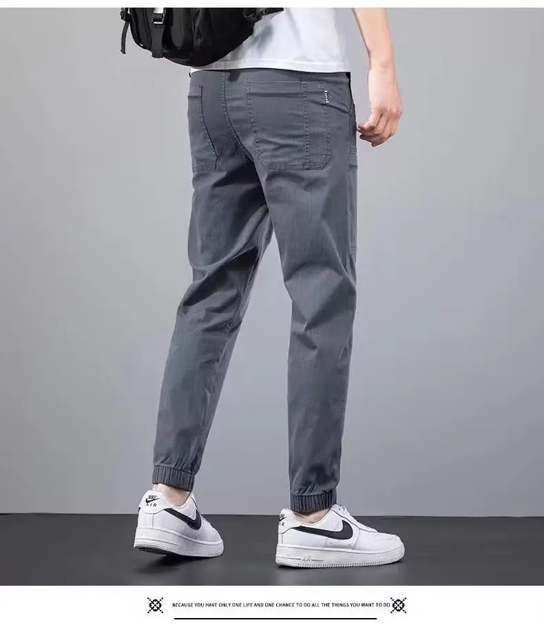 Men Dark Blue Elastic Waist Straight Leg Pants 2025 — feature 19