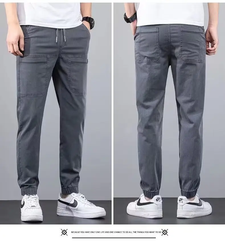 Men Dark Blue Elastic Waist Straight Leg Pants 2025 — feature 20