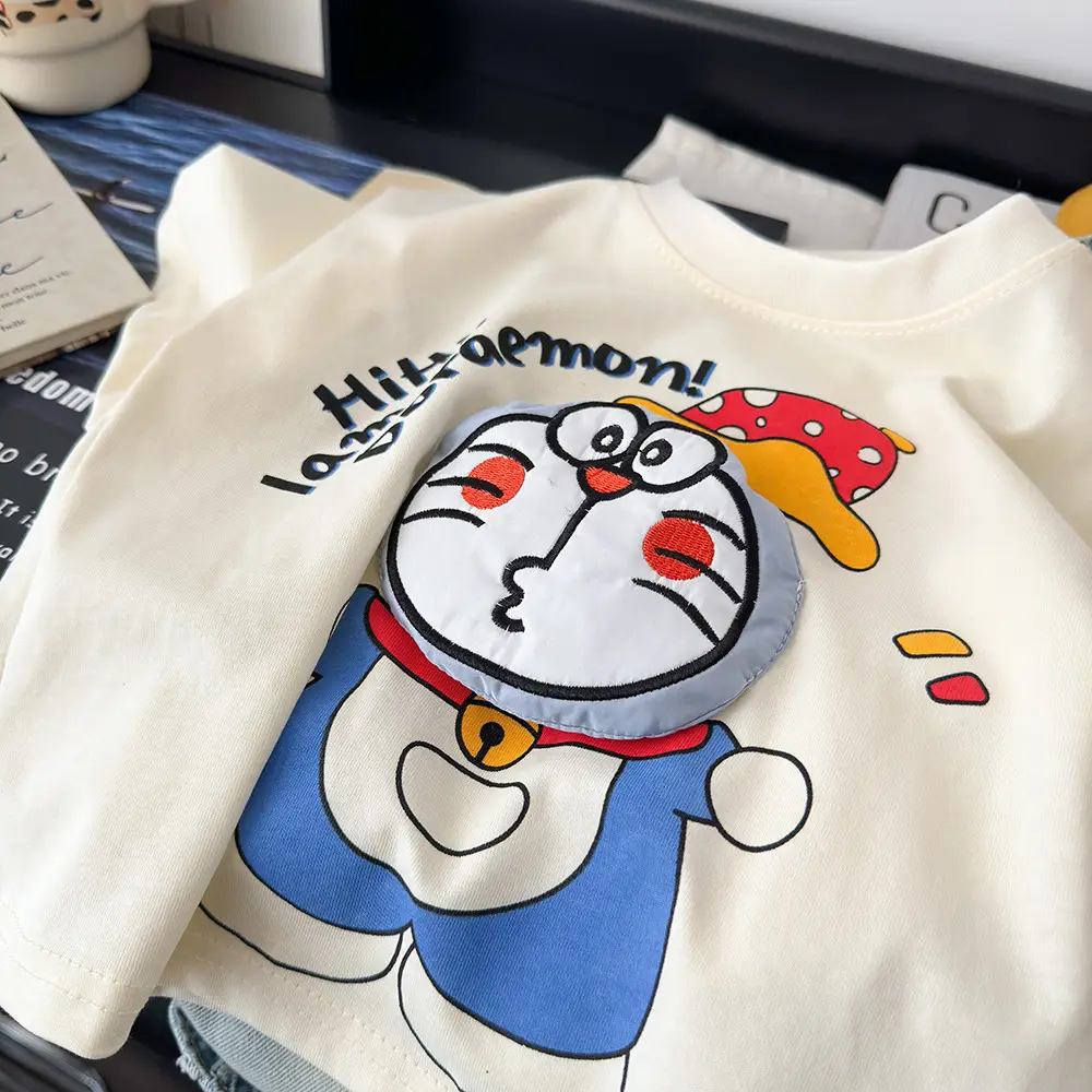 Children's Cartoon T-Shirt Cream 2025 Summer Loose Fit - Image 6