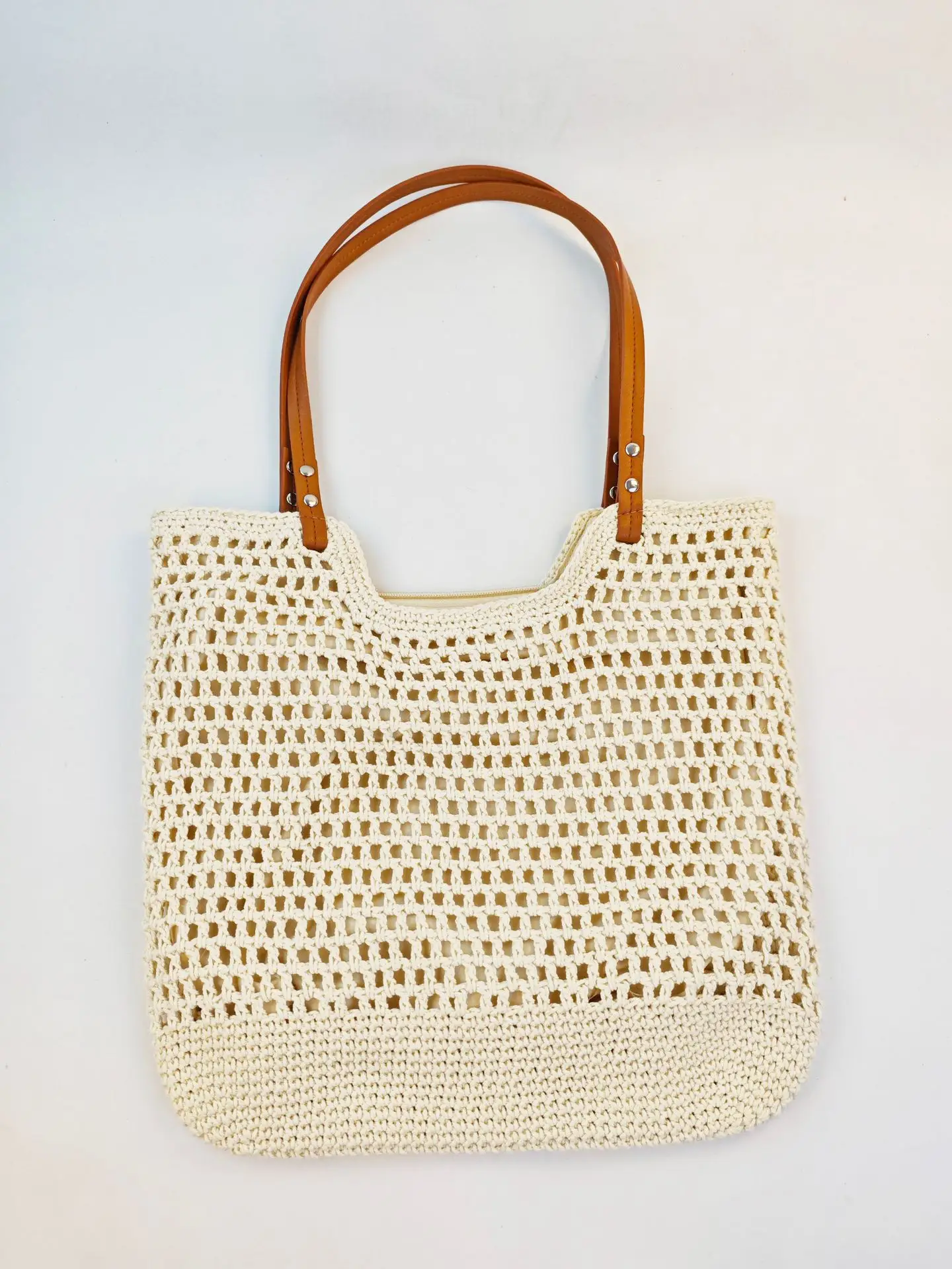 Hand-Woven Cotton Beach Bag Large Capacity - Image 11
