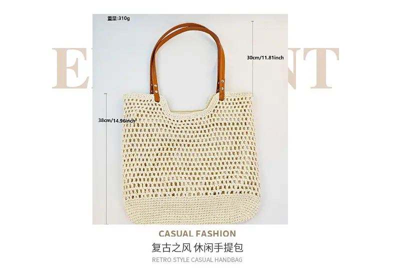 Hand-Woven Cotton Beach Bag Large Capacity — feature 1