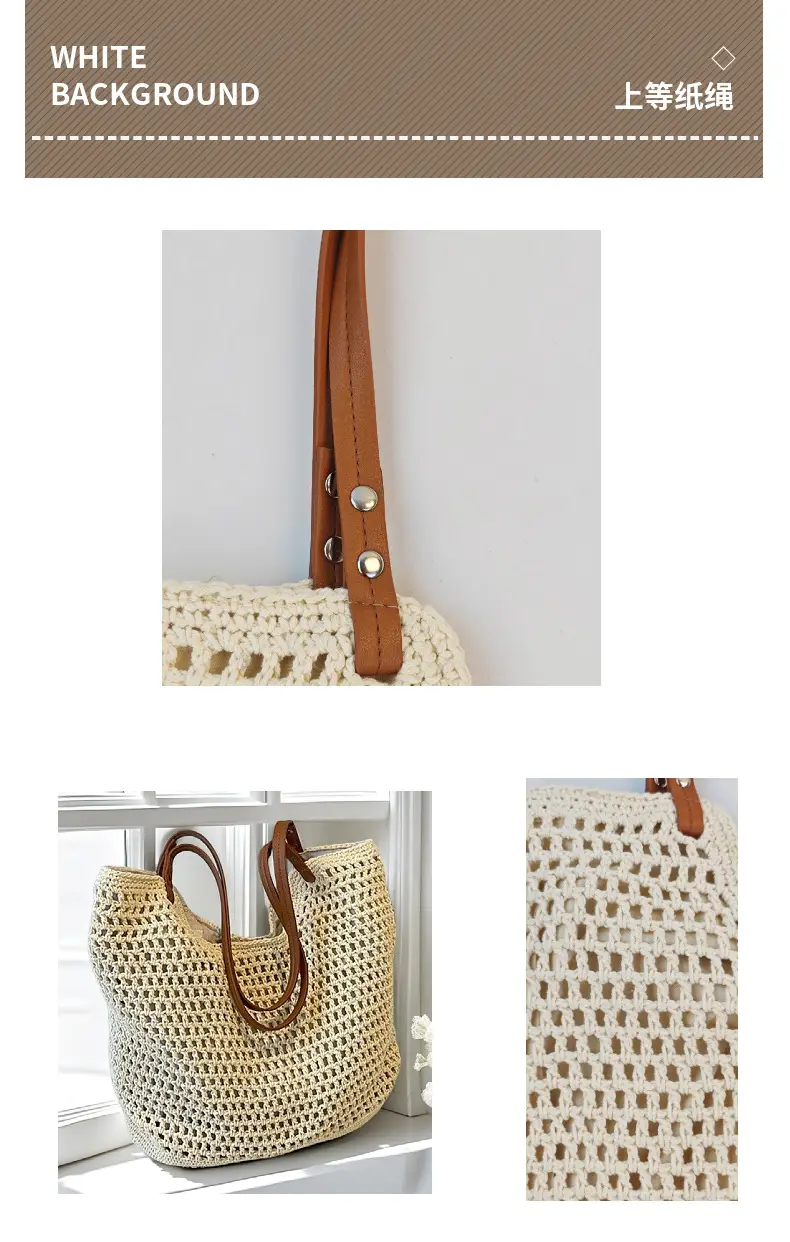 Hand-Woven Cotton Beach Bag Large Capacity — feature 13