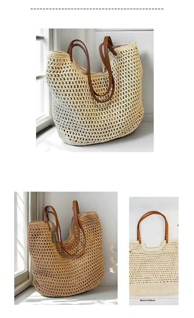 Hand-Woven Cotton Beach Bag Large Capacity — feature 14