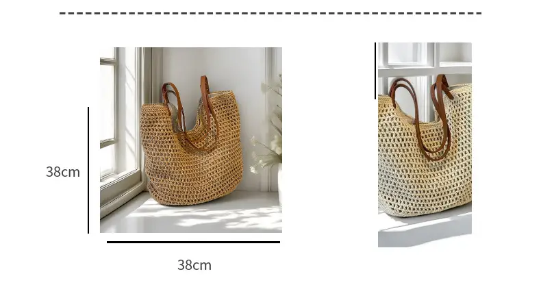 Hand-Woven Cotton Beach Bag Large Capacity — feature 4