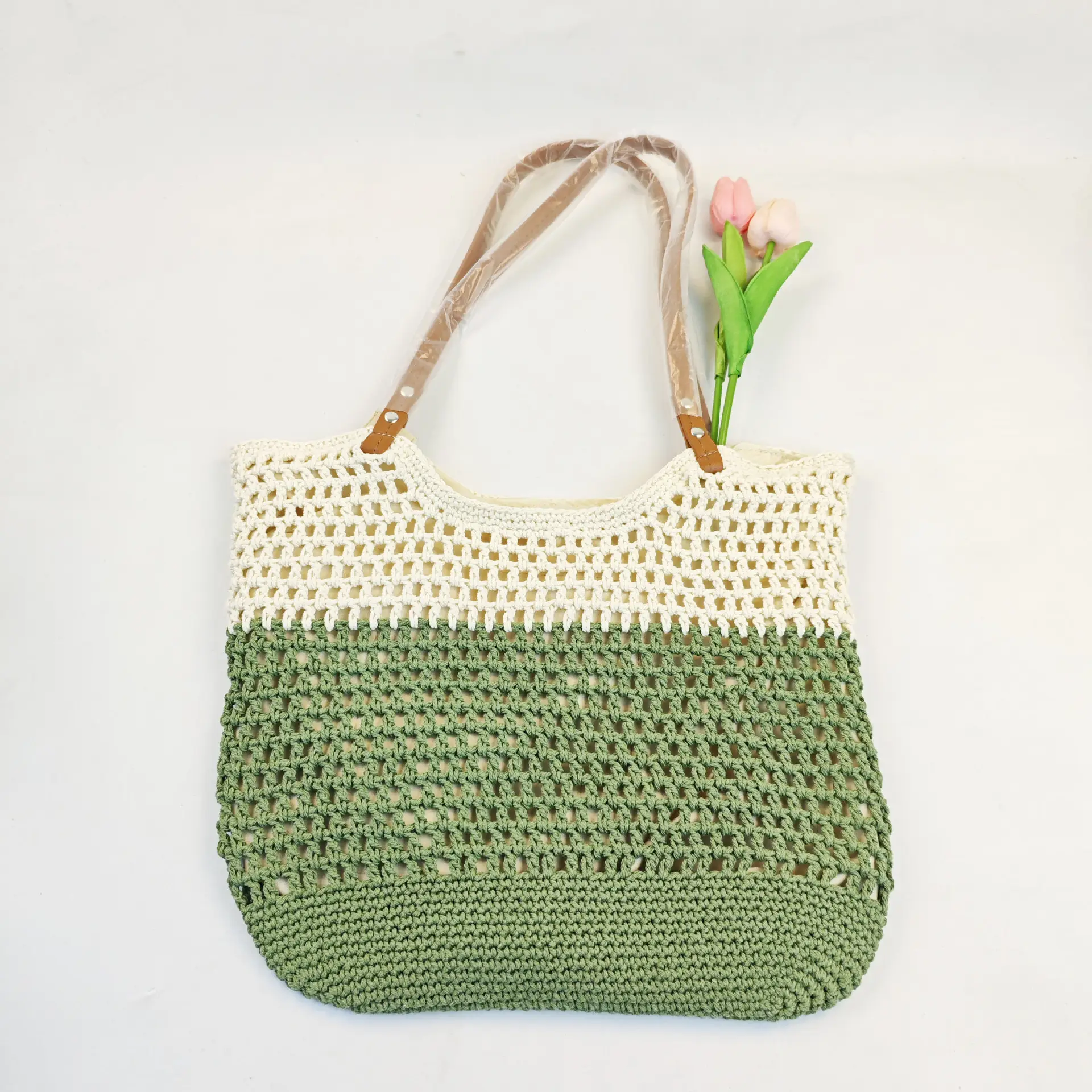 Hand-Woven Cotton Beach Bag Large Capacity - Image 5