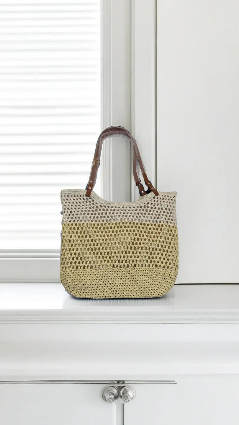 Hand-Woven Cotton Beach Bag Large Capacity - Image 6
