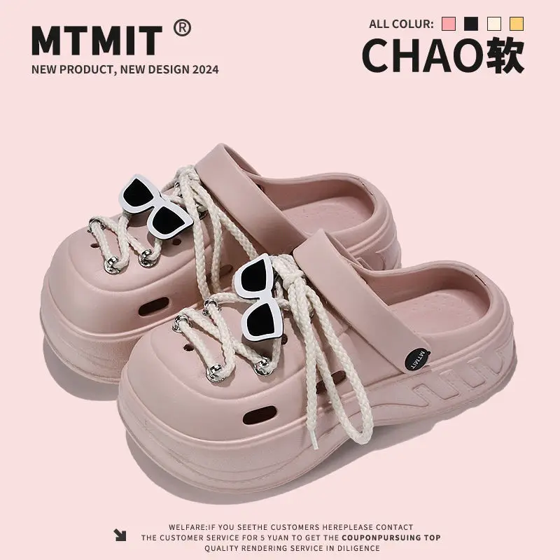 Women Cartoon Sunglasses Straps Thick Clogs Summer