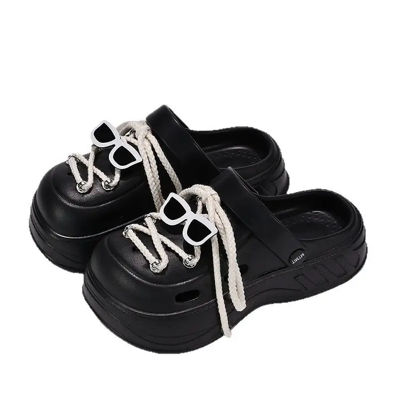 Women Cartoon Sunglasses Straps Thick Clogs Summer