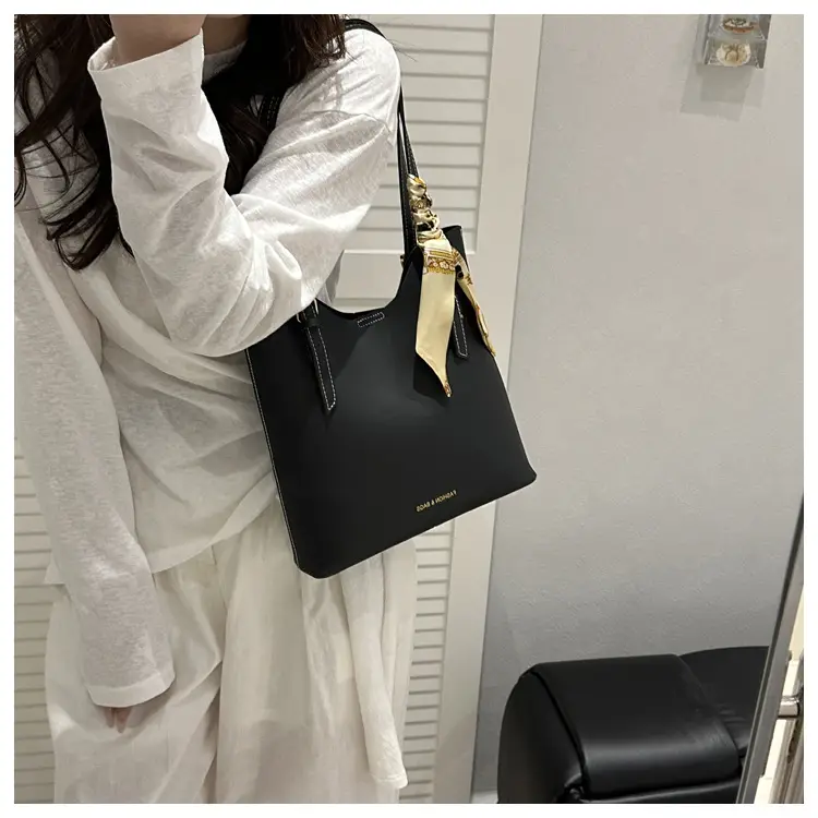Elegant Brown Shoulder Bag for Women with Silk Bow — feature 13